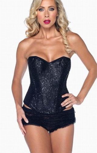 Блестящий черный корсет - купить 