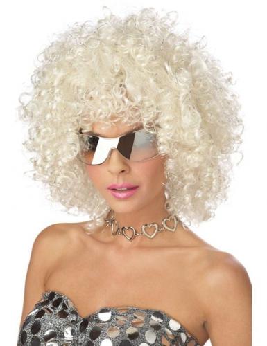 Блестящий диско-парик белый - купить 