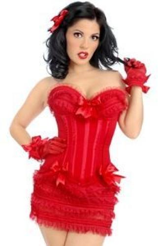 Алый кружевной корсет с юбкой - купить 