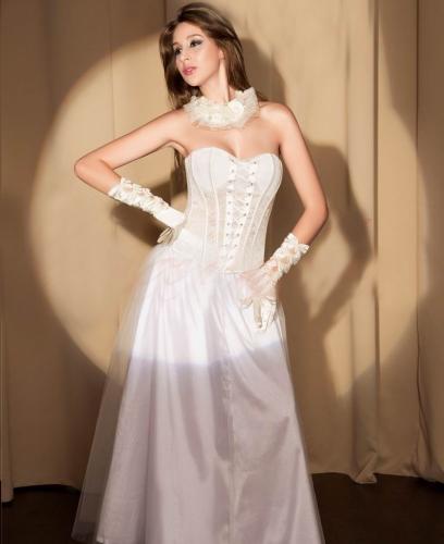 Белый кружевной свадебный корсет - купить 