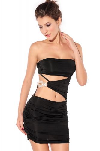 Черное платье с брошкой - купить 