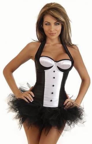 Черно-белый корсет с юбкой - купить 