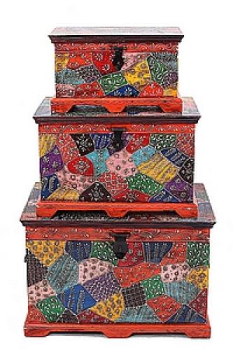 Сундук дерево роспись набор из 3-х  №43