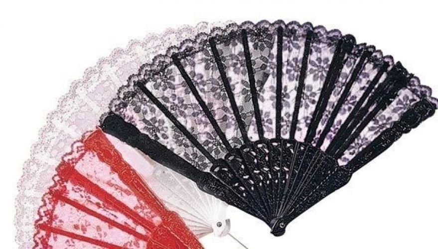 Черный кружевной веер - купить 
