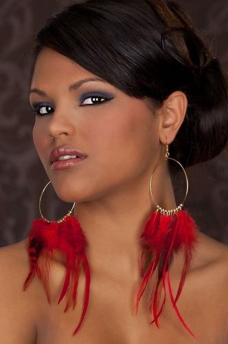 Серьги с красными перьями - купить 
