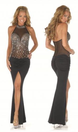 Вечернее платье полупрозрачное с камнями - купить 