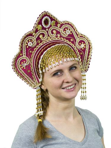 Бордовый кокошник Фантазия - купить 