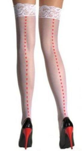 Чулки белые с сердечками - купить 