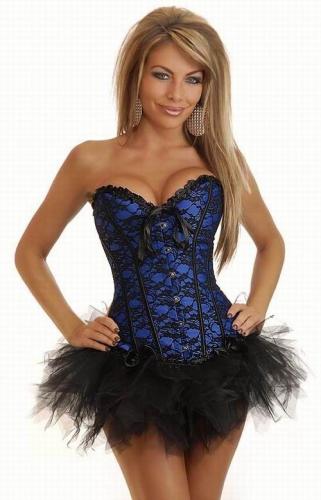 Синий кружевной корсет с юбкой - купить 