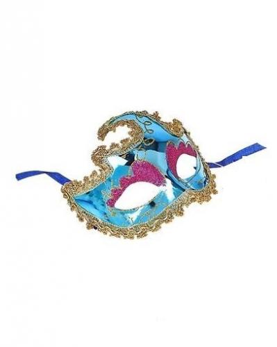 Голубая маска с золотистой окантовкой - купить 