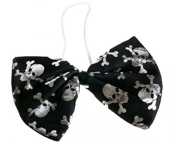 Бант гигант черный с серебряными черепами - купить 