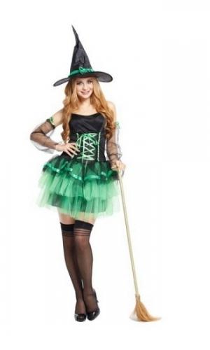Костюм кокетливой ведьмочки зеленый - купить 