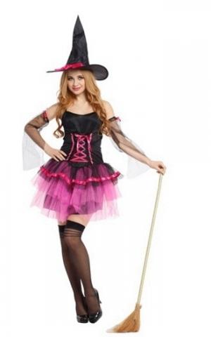 Костюм кокетливой ведьмочки розовый - купить 