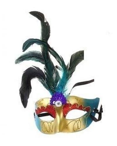 Голубая маска с перьями - купить 