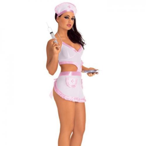 Костюм медсестры белый с розовыми рюшками - купить 