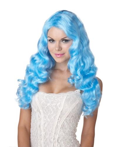 Голубой вьющийся парик - купить 