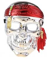 Маска пирата в виде черепа серебристая