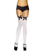 Чулки белые с черными бантами