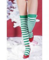 Чулки полосатые зелено-белые