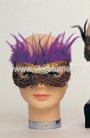 Маска на глаза с коричневыми и фиолетовыми перьями