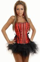 Красный корсет на молнии с юбкой