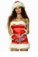 Костюм стильной Снегурочки красный