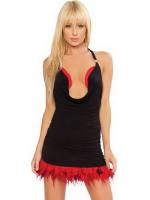 Черное платье с перьями