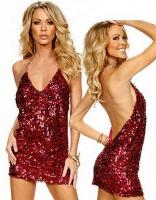 Красное платье с блестками