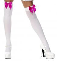 Чулки белые с розовыми бантами
