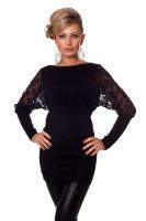 Туника черная с цветочными рукавами