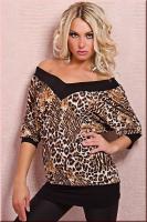 Топ тигровый с черными вставками