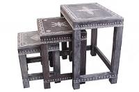 Стол-табурет(дерево, роспись) набор из 3 №68