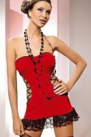 Сорочка красная с кружевной юбочкой