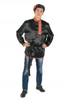 Косоворотка атласная черная