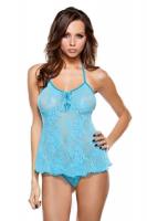 Бирюзовый кружевной комплект