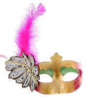 Маска золотистая с серебристым пером