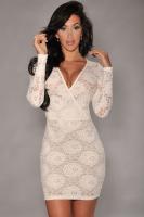 Клубное белое кружевное платье