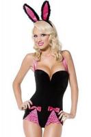 Черно-розовый костюм сексуального зайчика
