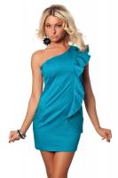 Голубое платье с одной лямкой