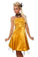 Желтое атласное платье