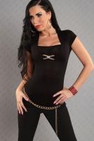 Черный топ с брошью