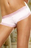 Белые трусики с розовым кружевом