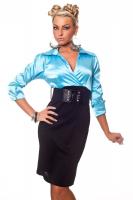 Черно-голубое бизнес платье