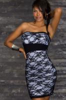 Платье бондо белое с черным кружевом