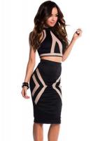 Чёрный комплект из юбки и топа