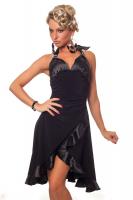 Черное платье с атласными вставками