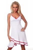 Белое платье с красной отделкой