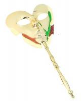 Маска на палке золотистая