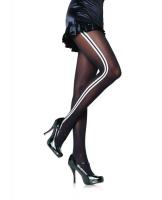 Чёрные колготки с белыми полосками