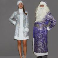 Комлпект Снегурочка и Дед Мороз блестящий